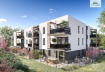 Perspective 3D d'un programme immobilier neuf avec balcons