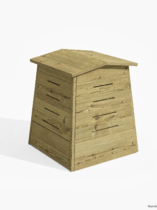 Packshot 3D d'un composteur en bois fermé de la gamme Skol'R de Mobextan