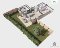 Plan de vente 3D d'un logement avec jardin